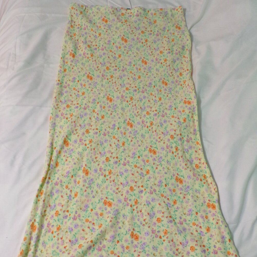 Wild fable yellow floral maxi skirt szL